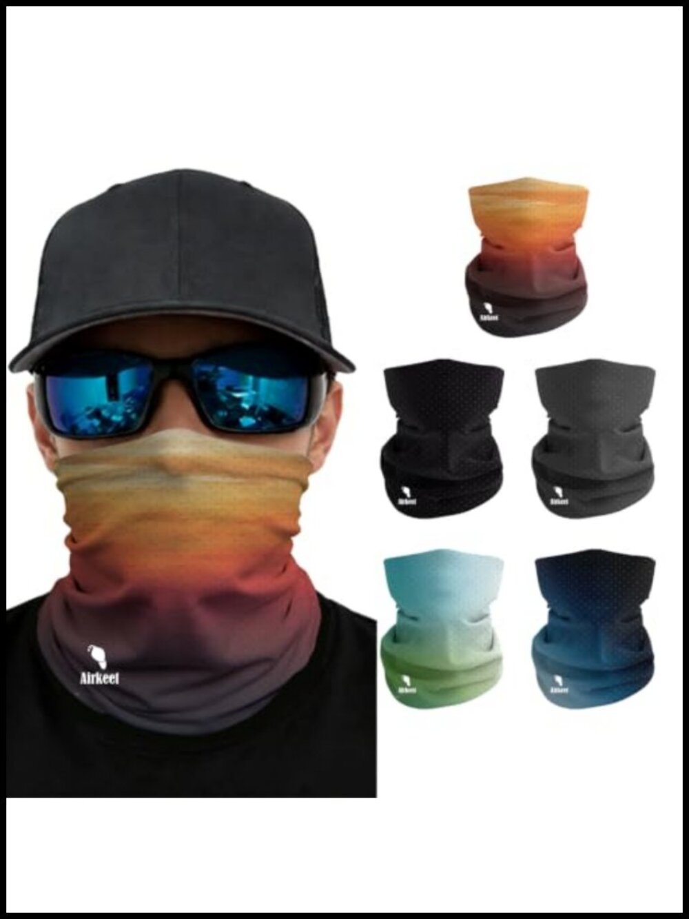 Ice Silk Neck Gaiter UPF 50+ Breathable Mesh Face Mask 5-Piece Set